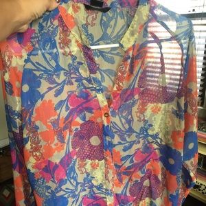 Vibrant sheer blouse